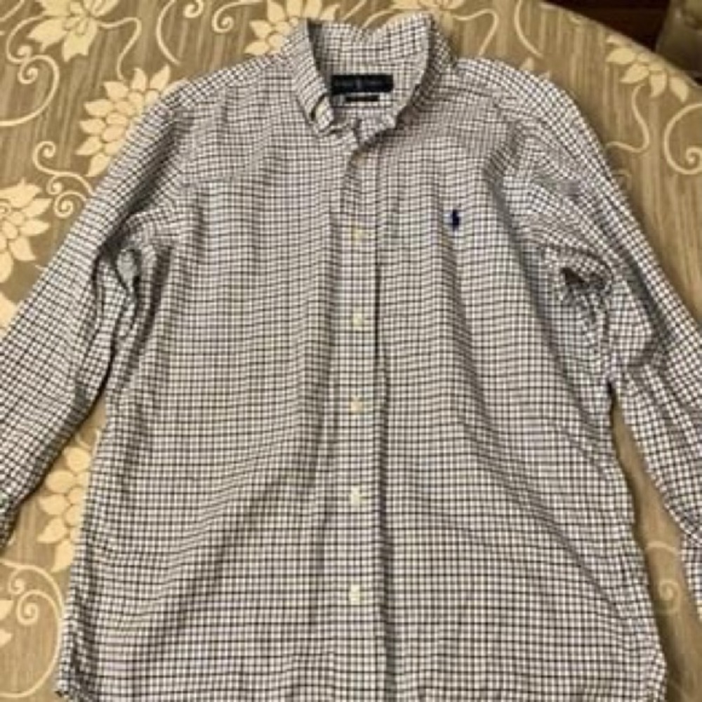 Ralph Lauren Button Down Blue and Black Shirt